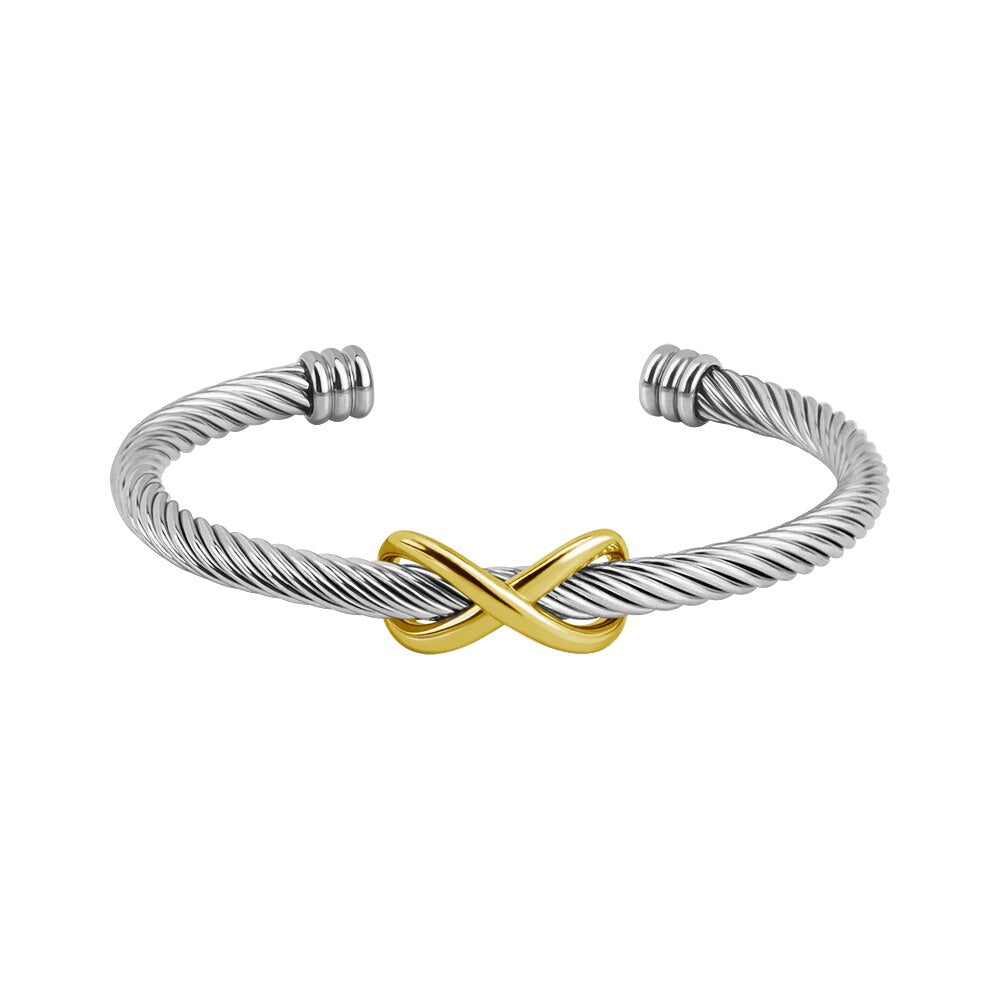 Bangle Bracelet with Gold Plated Infinity Symbol